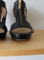 MICHAEL Michael Kors Berkley T-Strap Black Platform Heels | Size 9.5M