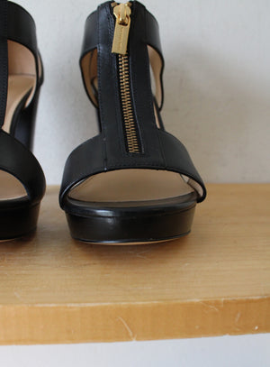 MICHAEL Michael Kors Berkley T-Strap Black Platform Heels | Size 9.5M