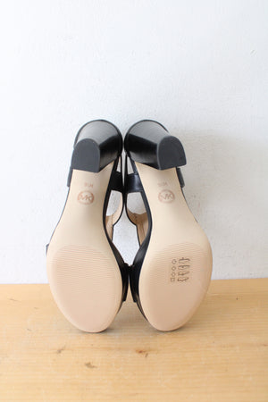 MICHAEL Michael Kors Berkley T-Strap Black Platform Heels | Size 9.5M