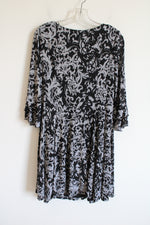 Rabbit Rabbit Rabbit Victorian Style Ruffle Front Gray Black Dress | 14