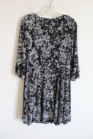 Rabbit Rabbit Rabbit Victorian Style Ruffle Front Gray Black Dress | 14