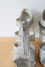 MICHAEL Michael Kors Berkley T-Strap Metallic Silver Heels | Size 9M