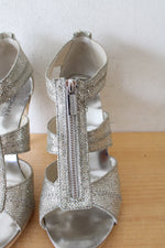 MICHAEL Michael Kors Berkley T-Strap Metallic Silver Heels | Size 9M