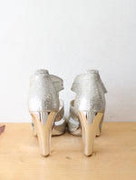 MICHAEL Michael Kors Berkley T-Strap Metallic Silver Heels | Size 9M