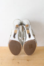 MICHAEL Michael Kors Berkley T-Strap Metallic Silver Heels | Size 9M