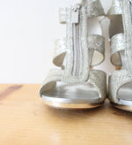 MICHAEL Michael Kors Berkley T-Strap Metallic Silver Heels | Size 9M