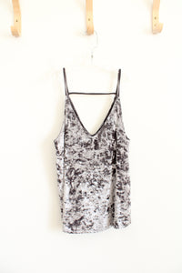 American Eagle Gray Crushed Velvet Tank Top