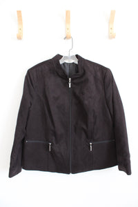 Alia Black Suede Full Zip Jacket | 14 Petite