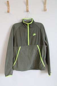 Nike Standard Fit Quarter Zip Green Sweatshirt | M