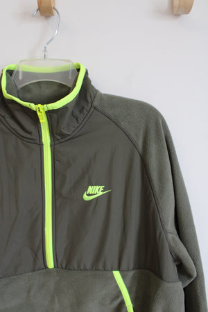 Nike Standard Fit Quarter Zip Green Sweatshirt | M