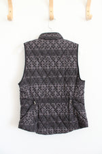 Croft & Barrow Black & Gray Patterned Full Zip Vest | S Petite