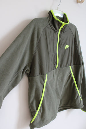 Nike Standard Fit Quarter Zip Green Sweatshirt | M