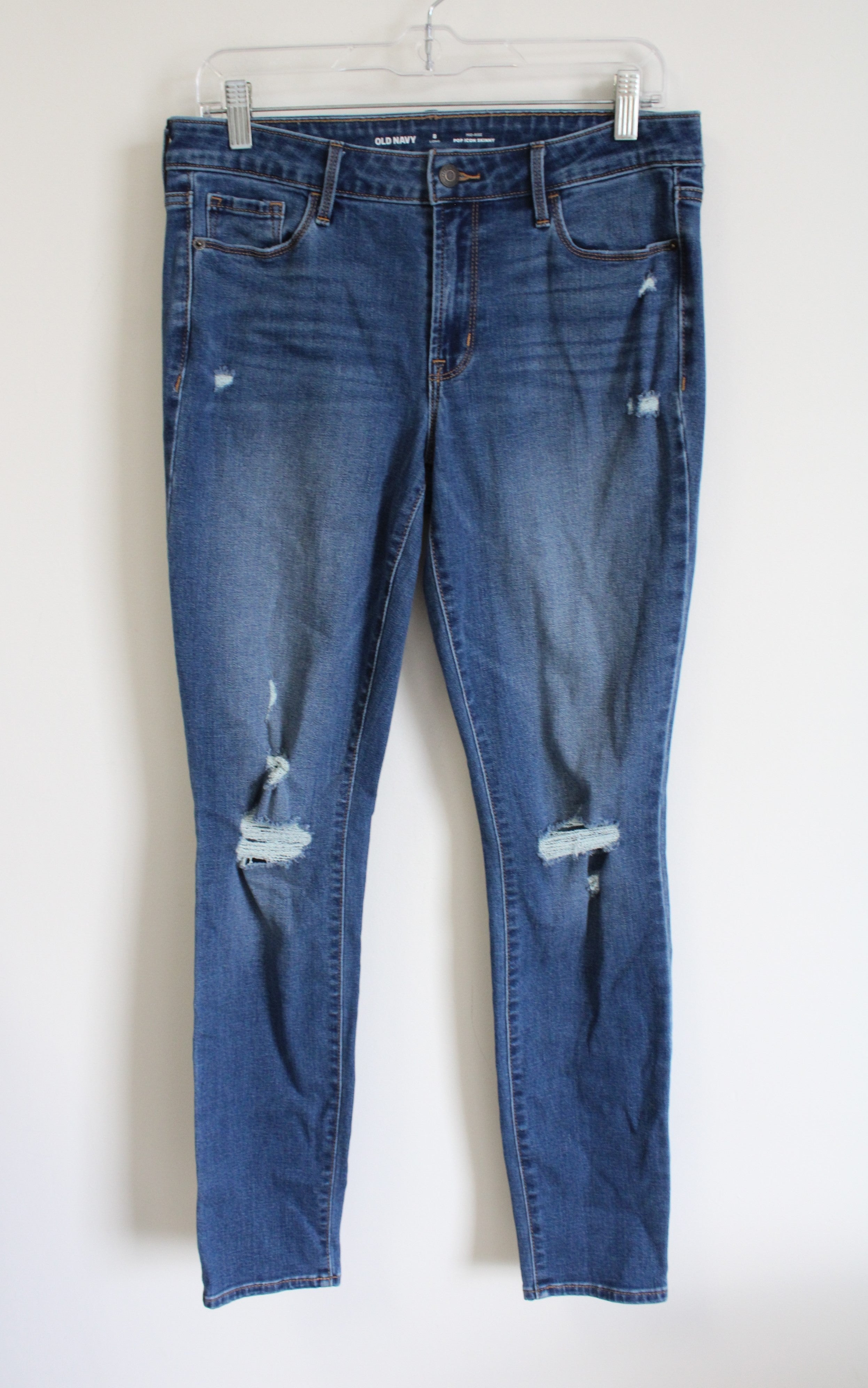 Old Navy Mid Rise Pop Icon Skinny Distressed Jeans | 8 Long