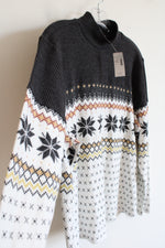 NEW Maurices Gray Yellow White Snowflake Long Sleeved Top | 1X