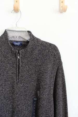 NEW Chaps Black & Gray Quarter Zip Sweater | L