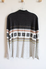 NEW Maurices Gray Yellow White Snowflake Long Sleeved Top | 1X