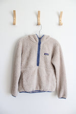 Patagonia Tan & Blue Soft Fuzzy 1/4 Zip Jacket | S