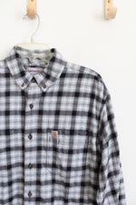 Carhartt Relaxed Fit Black & Gray Plaid Flannel Shirt | M