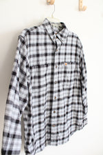 Carhartt Relaxed Fit Black & Gray Plaid Flannel Shirt | M