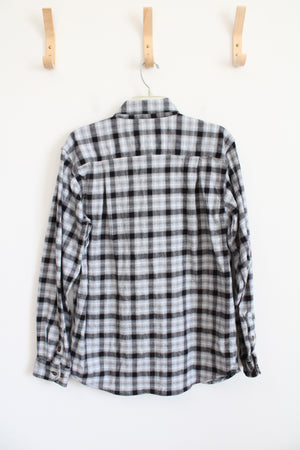 Carhartt Relaxed Fit Black & Gray Plaid Flannel Shirt | M