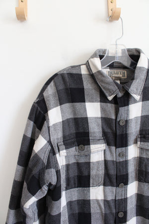 Duluth Trading Co. Black & White Plaid Fleece Lined Flannel | M