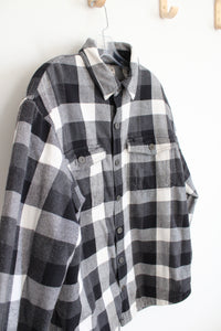 Duluth Trading Co. Black & White Plaid Fleece Lined Flannel | M