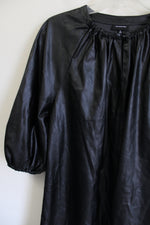 Who What Wear Black Faux Leather Puff Sleeve Dress | S