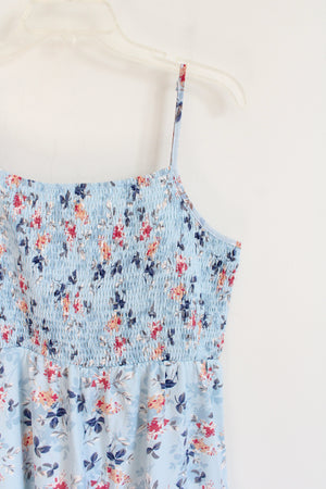 Shein Blue Floral Smocked Maxi Dress | XL