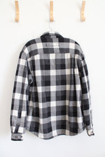 Duluth Trading Co. Black & White Plaid Fleece Lined Flannel | M