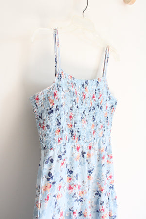 Shein Blue Floral Smocked Maxi Dress | XL