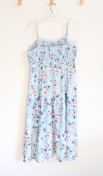 Shein Blue Floral Smocked Maxi Dress | XL