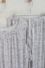 Croft & Barrow Gray & White Patterned 2-Piece Pajama Pants & Top Set | 1X