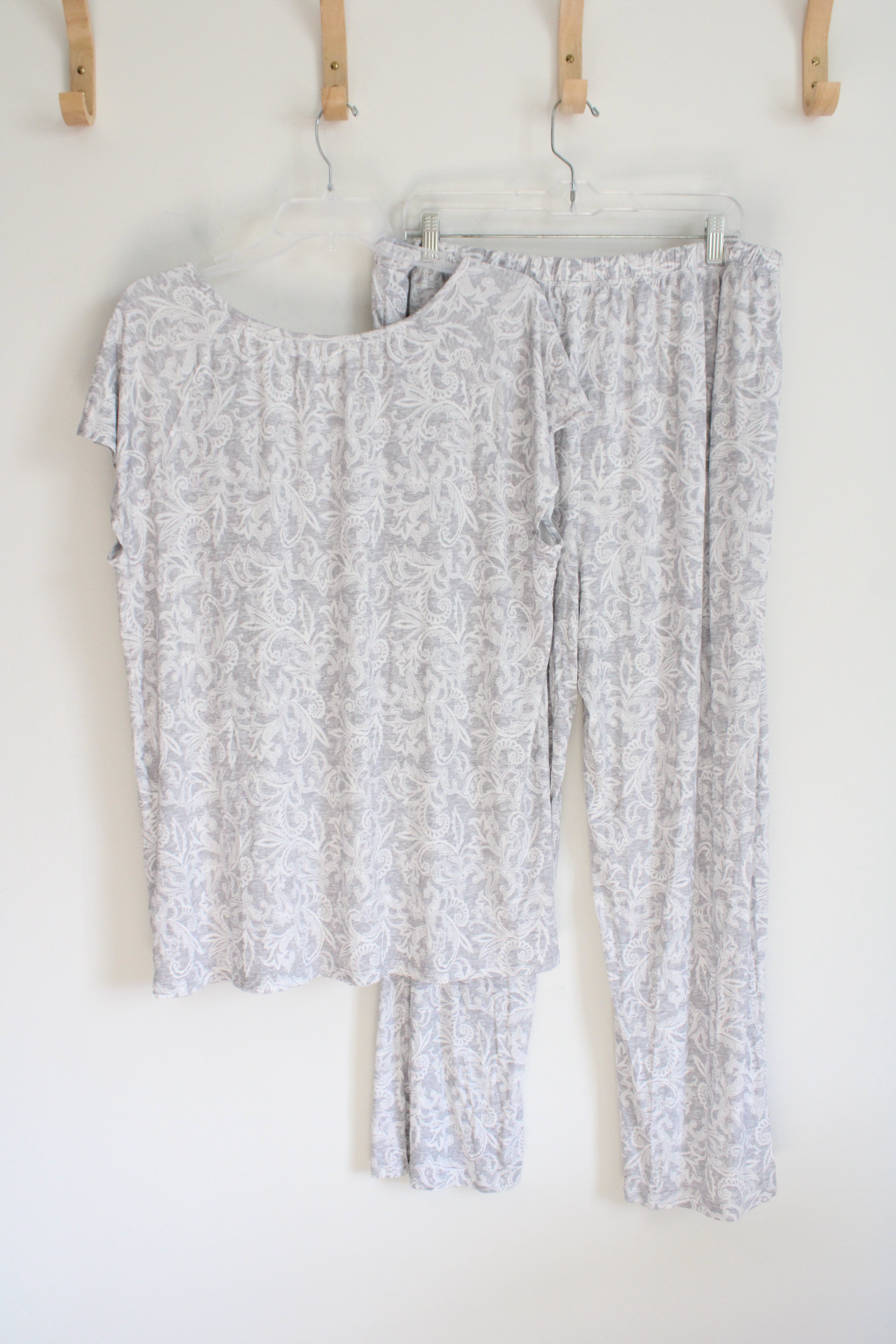 Croft & Barrow Gray & White Patterned 2-Piece Pajama Pants & Top Set | 1X