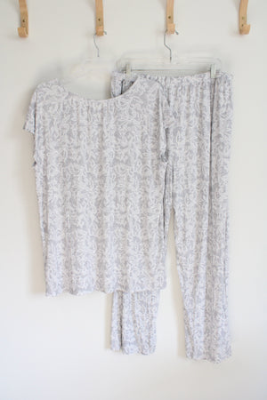 Croft & Barrow Gray & White Patterned 2-Piece Pajama Pants & Top Set | 1X