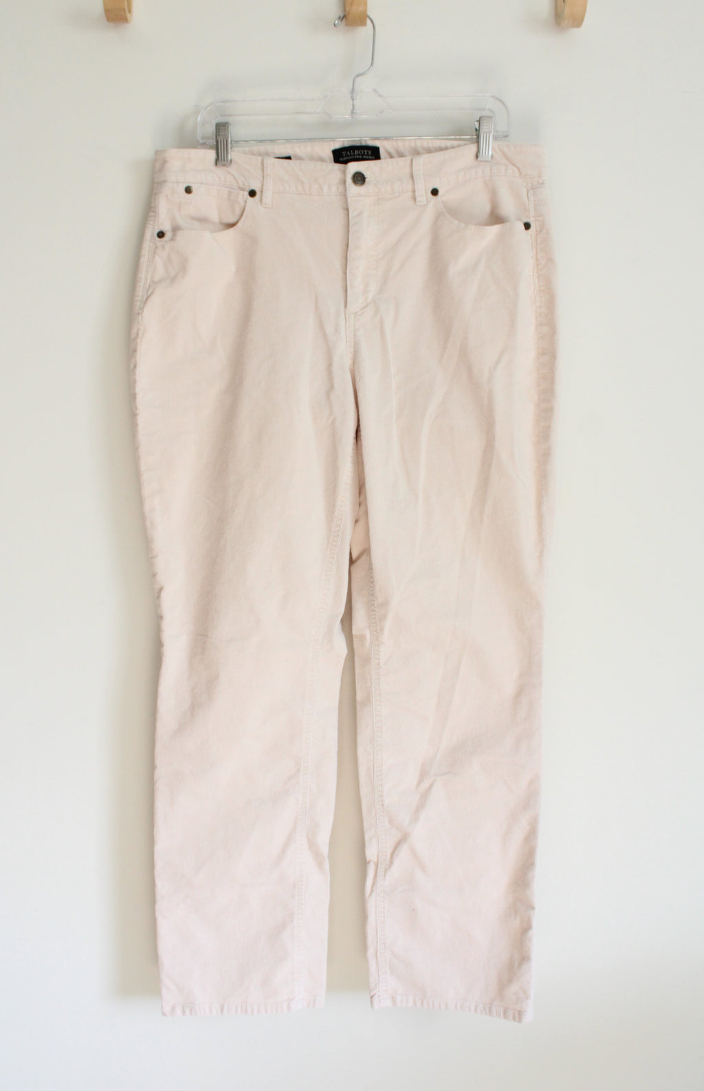 Talbots Flawless Five-Pocket Straight Curvy Cream Corduroy Pants | 14