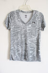 Under Armour Gray & White Patterned V-Neck Athletic Top | M
