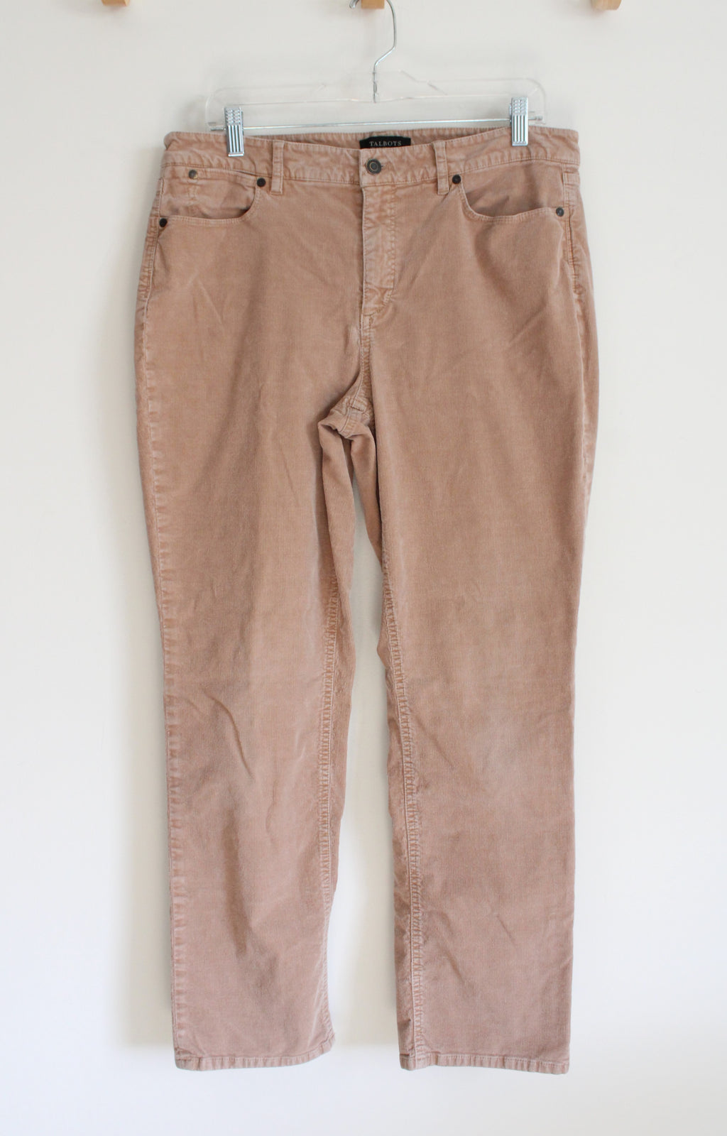 Talbots Flawless Five-Pocket Straight Curvy Tan Corduroy Pants | 14