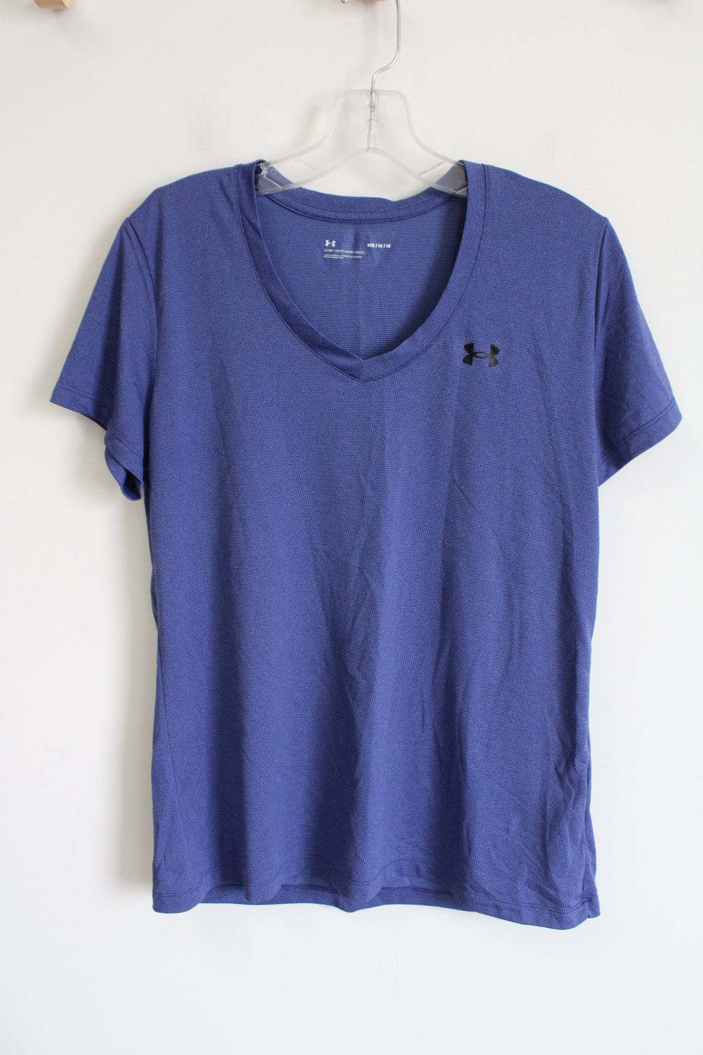 Under Armour Blue Patterned V-Neck Athletic Top | M