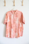 Oliver & Burke Peach Pink Pineapple Patterned Button Down Short Sleeved Shirt | XXL