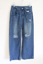 Wide Leg Distressed Jeans | M