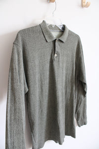 Architect Green Collared Long Sleeved Henley | M