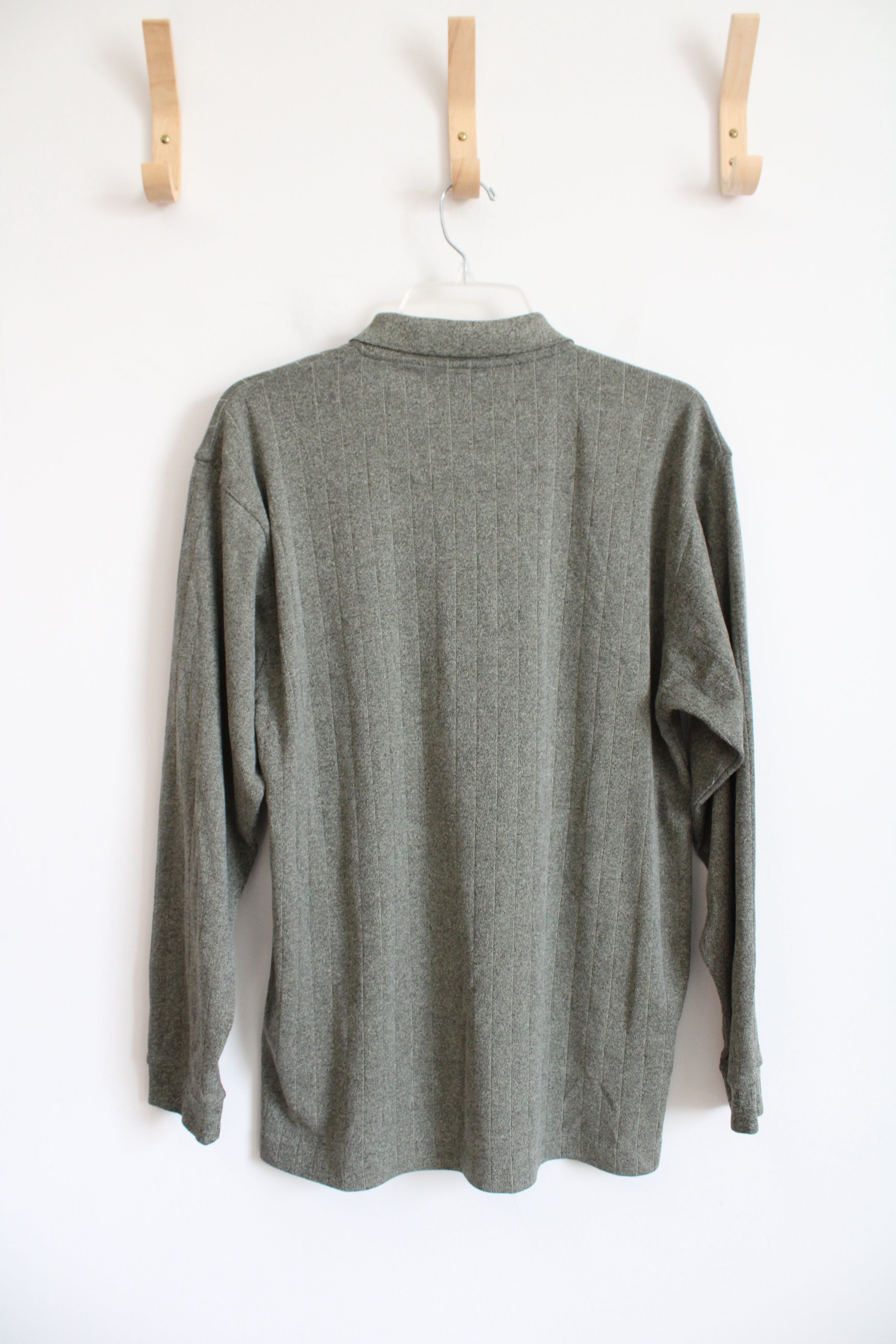 Architect Green Collared Long Sleeved Henley | M