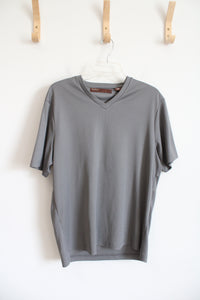 Perry Ellis Ribbed Gray V-Neck Shirt | M