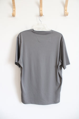 Perry Ellis Ribbed Gray V-Neck Shirt | M