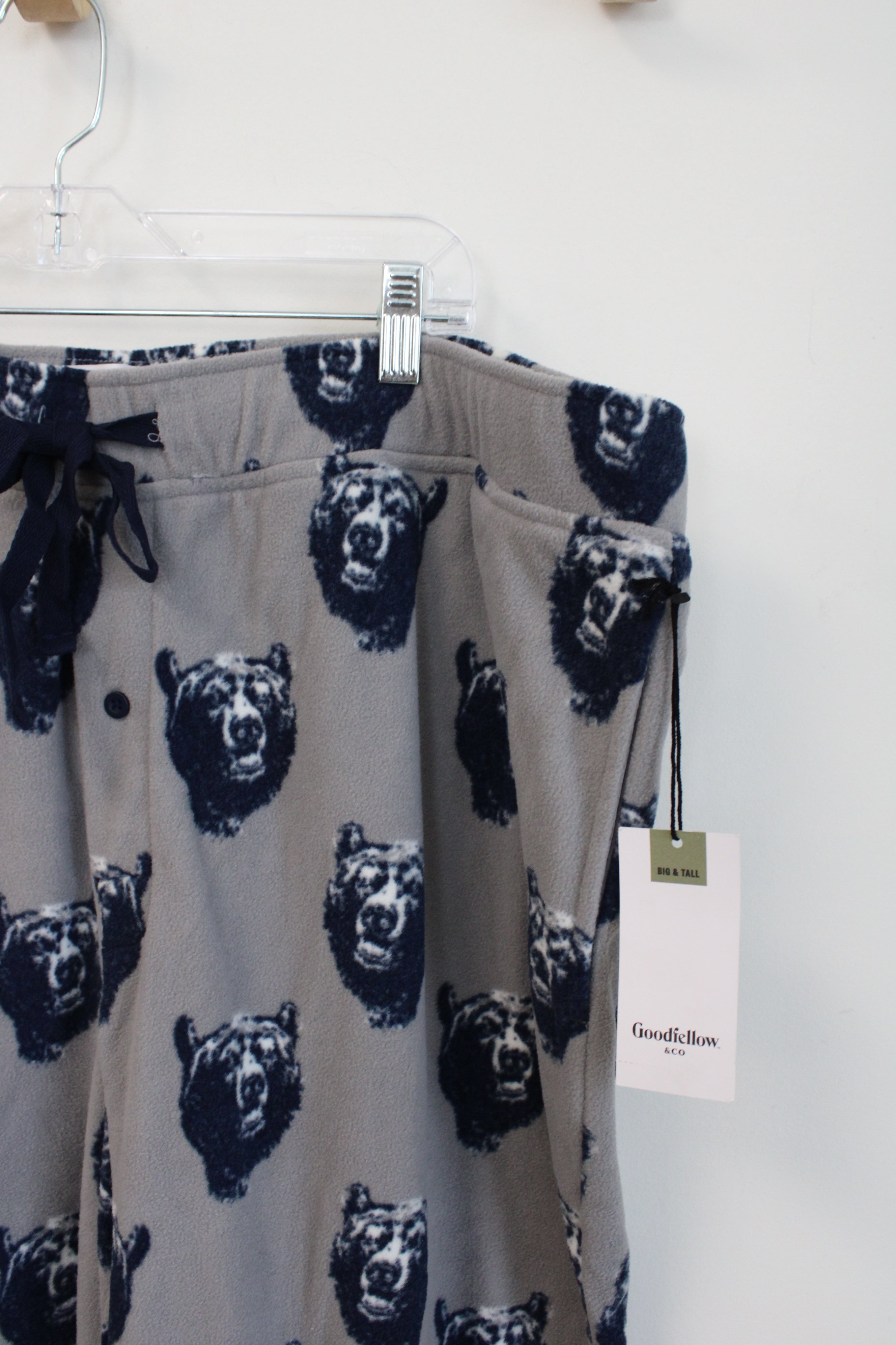 NEW Goodfellow & Co. Blue & Gray Bear Patterned Fuzzy Sweatpants | XXL Tall