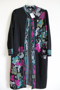 NEW J.Jill Black Floral Duster Long Cardigan