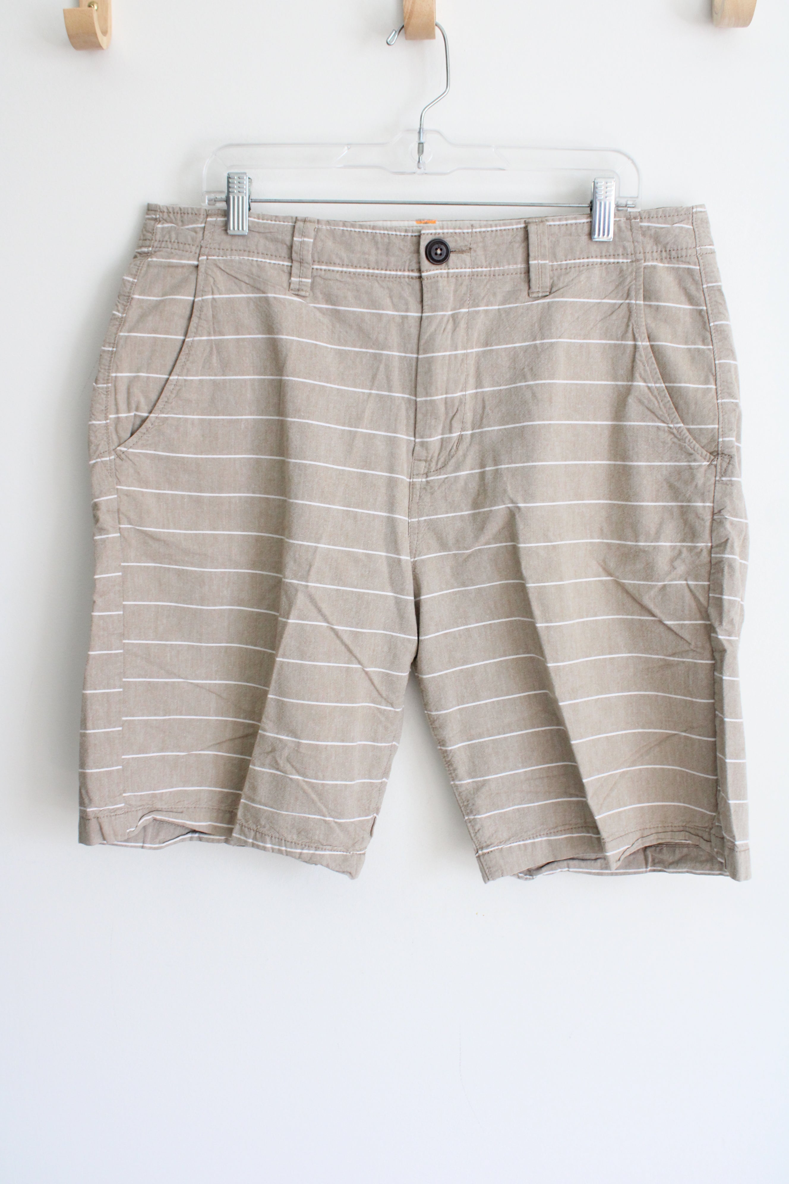 American Eagle Longboard Tan White Striped Short | 34