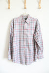 Orvis Gray Navy & Red Plaid Long Sleeved Button Down Shirt | M