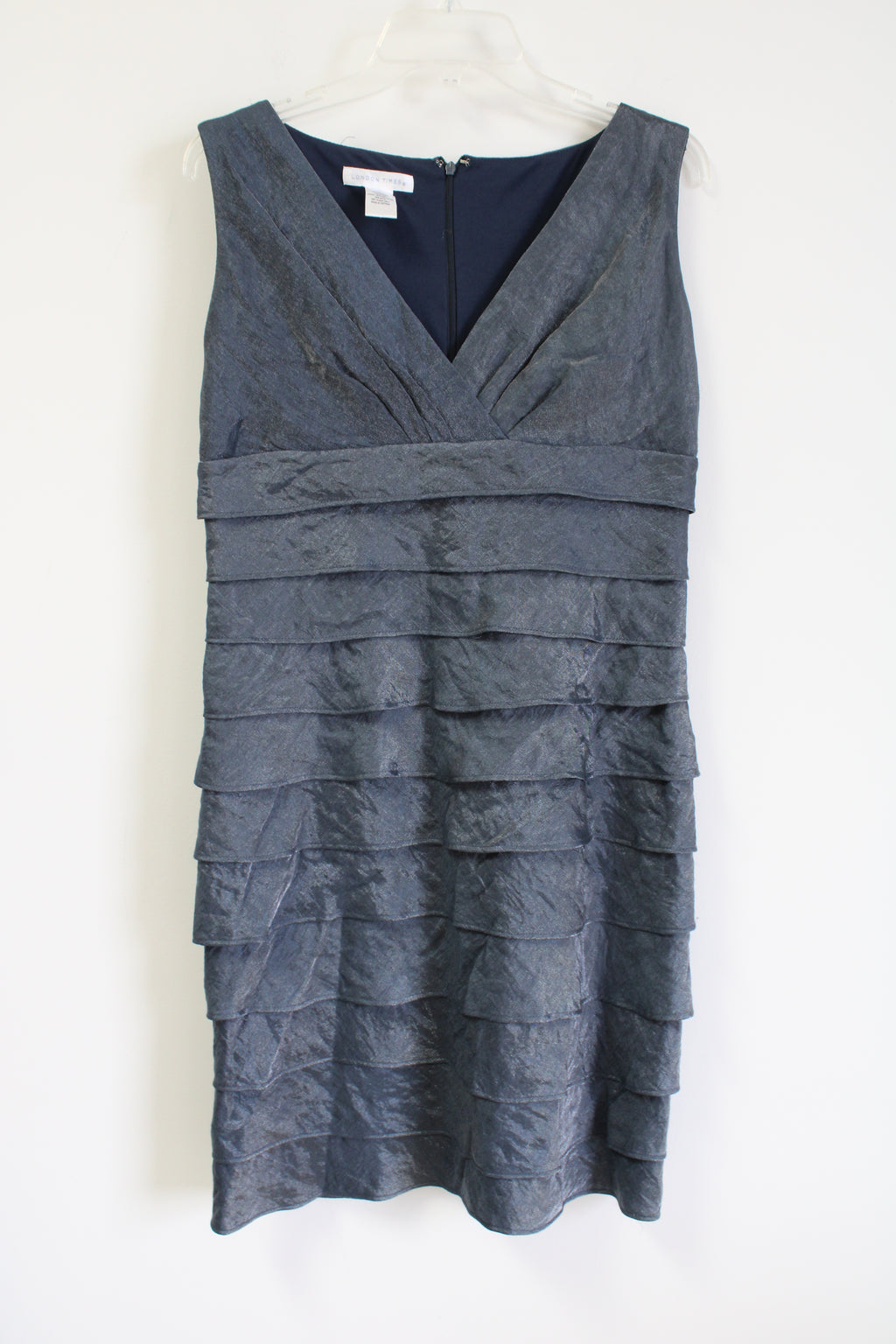 London Times Dusty Blue Shimmer Dress | 12