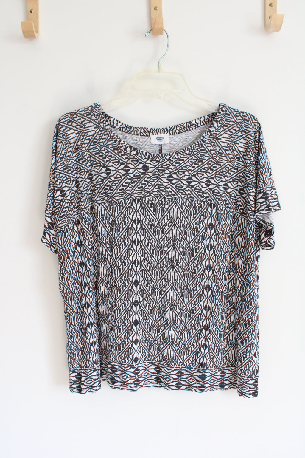 Old Navy Gray & White Patterned Boxy Top | XL